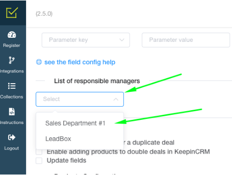 Select a distribution collection